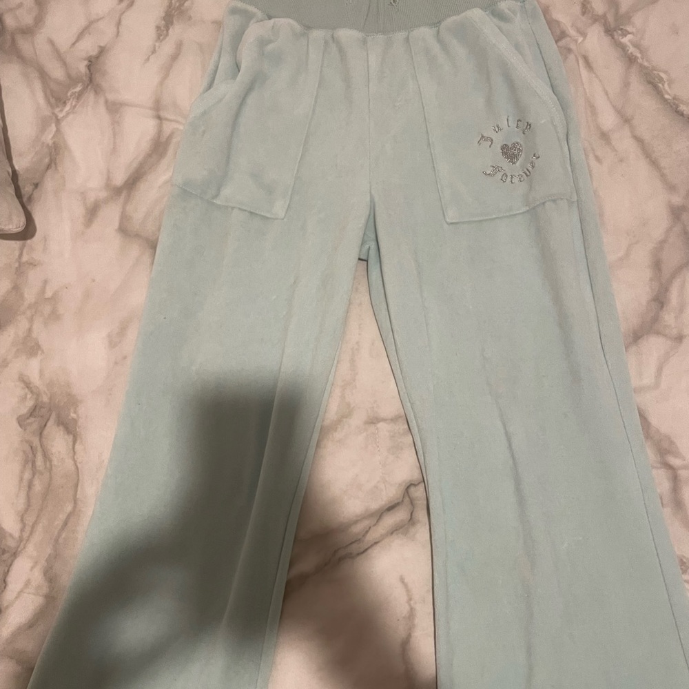 Juicy Couture X Forever 21 Baby Blue Flare Pants Gem